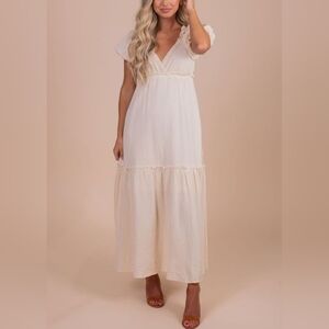 See You Soon Puff Sleeve Maxi Dress Bella Ella Boutique Size: Medium